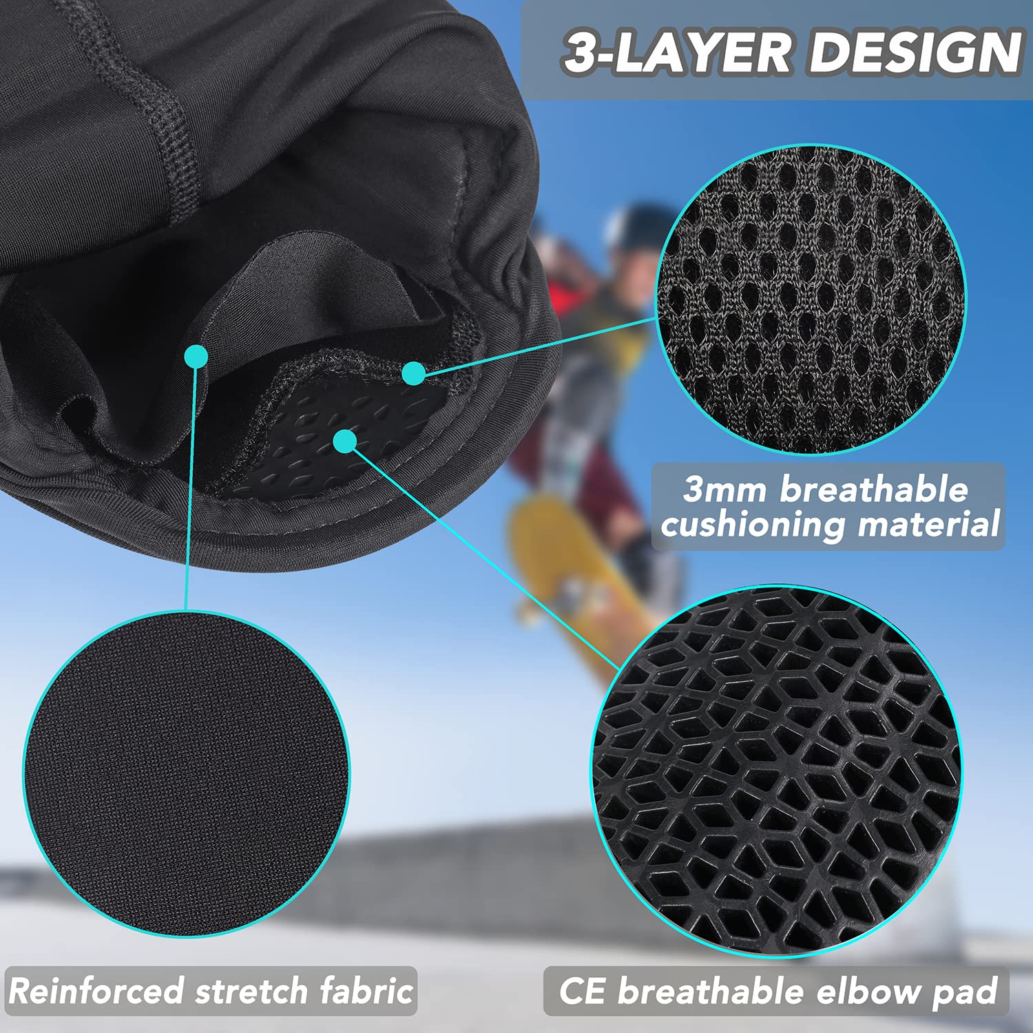 surlim Elbow Pads,Mountain Bike Elbow Guards,MTB Elbow Pads,BMX,Skate & Skateboarding Elbow Armor,1 Pair(Black, Medium)