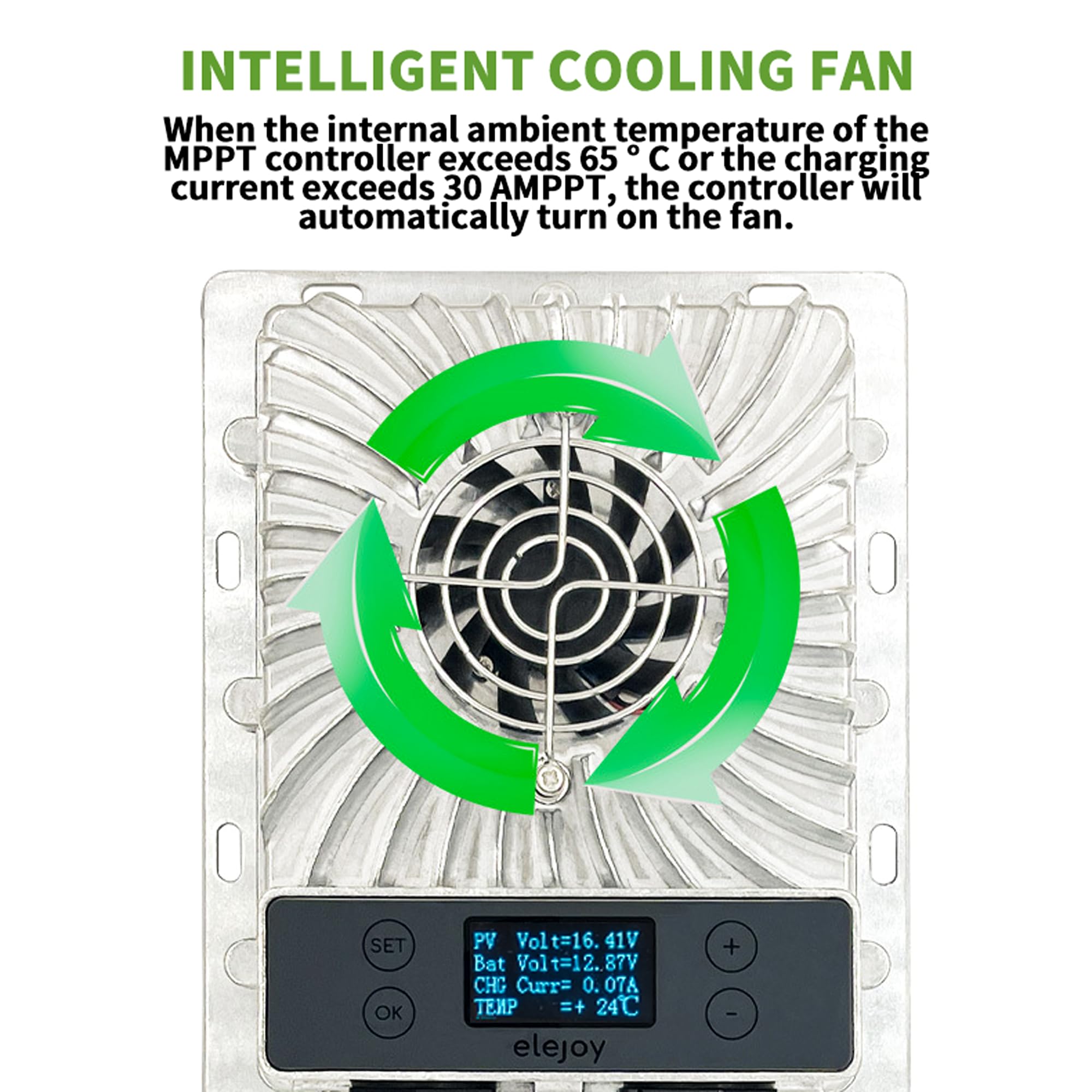 ELE 600W MPPT Solar Laderegler - Step-Down (Abwärtswandler), 12V/24V Auto, Max. 55V Eingang - Neues LCD-Display & Smarte aktive Kühlung - IP65 Aluminiumgehäuse, Lithium/Blei-Säure kompatibel