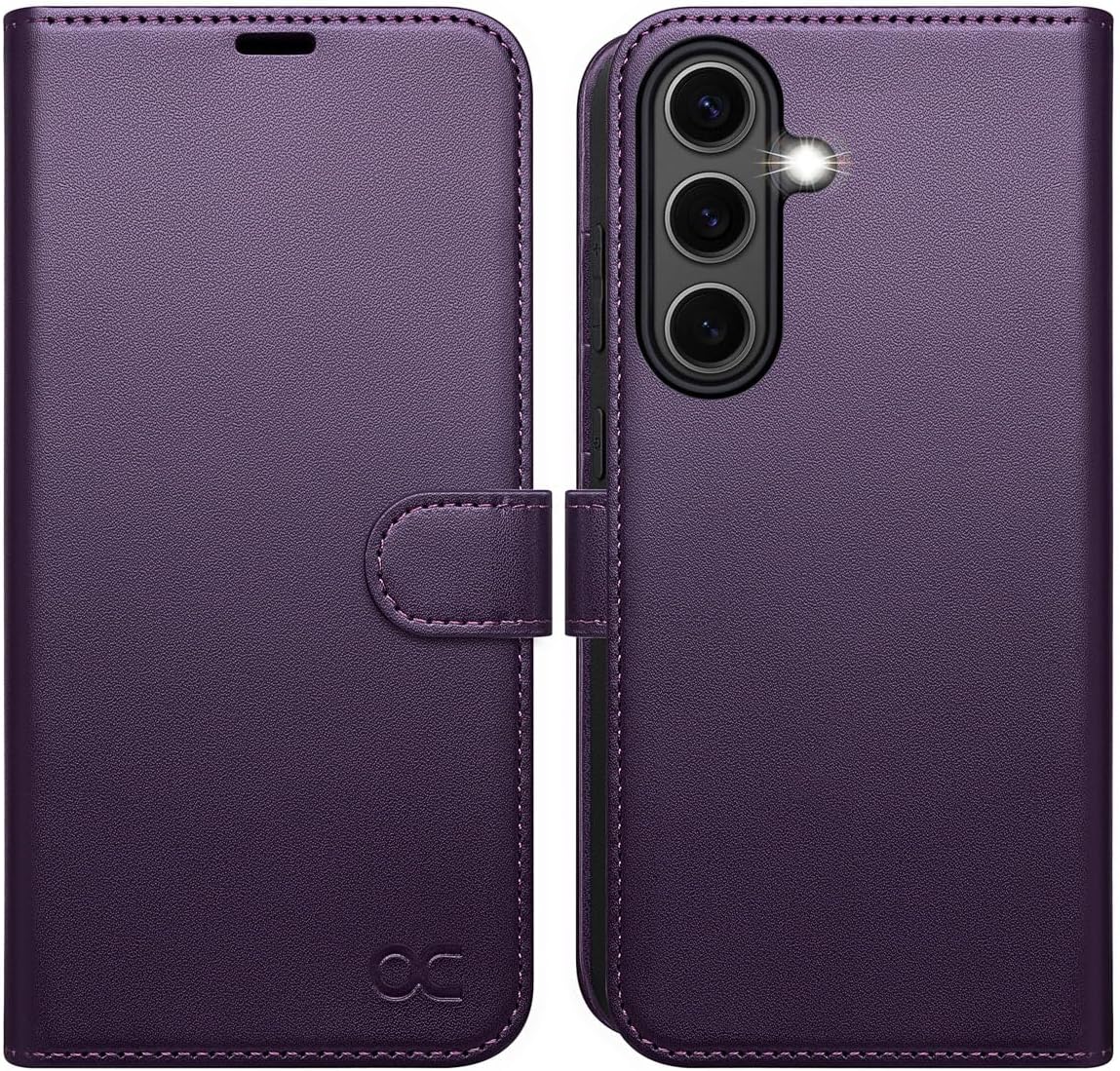 OCASE Compatible with Galaxy S25 Wallet Case, PU Leather Flip Folio Case with Card Holders RFID Blocking Kickstand [Shockproof TPU Inner Shell] Protective Phone Cover 6.2 Inch 2025, Dark Purple