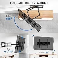 Vista 4 de Soporte de pared para TV de carga pesada con brazo extra largo extensible para televisores de 60–110 pulgadas, soporta hasta 125 kg, soporte