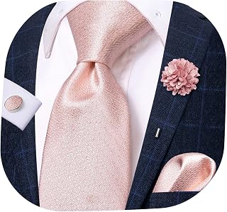 Silk Men's Tie and Lapel Pin Set Jacquard Necktie Pocket Square Cufflinks for Formal Wedding Prom