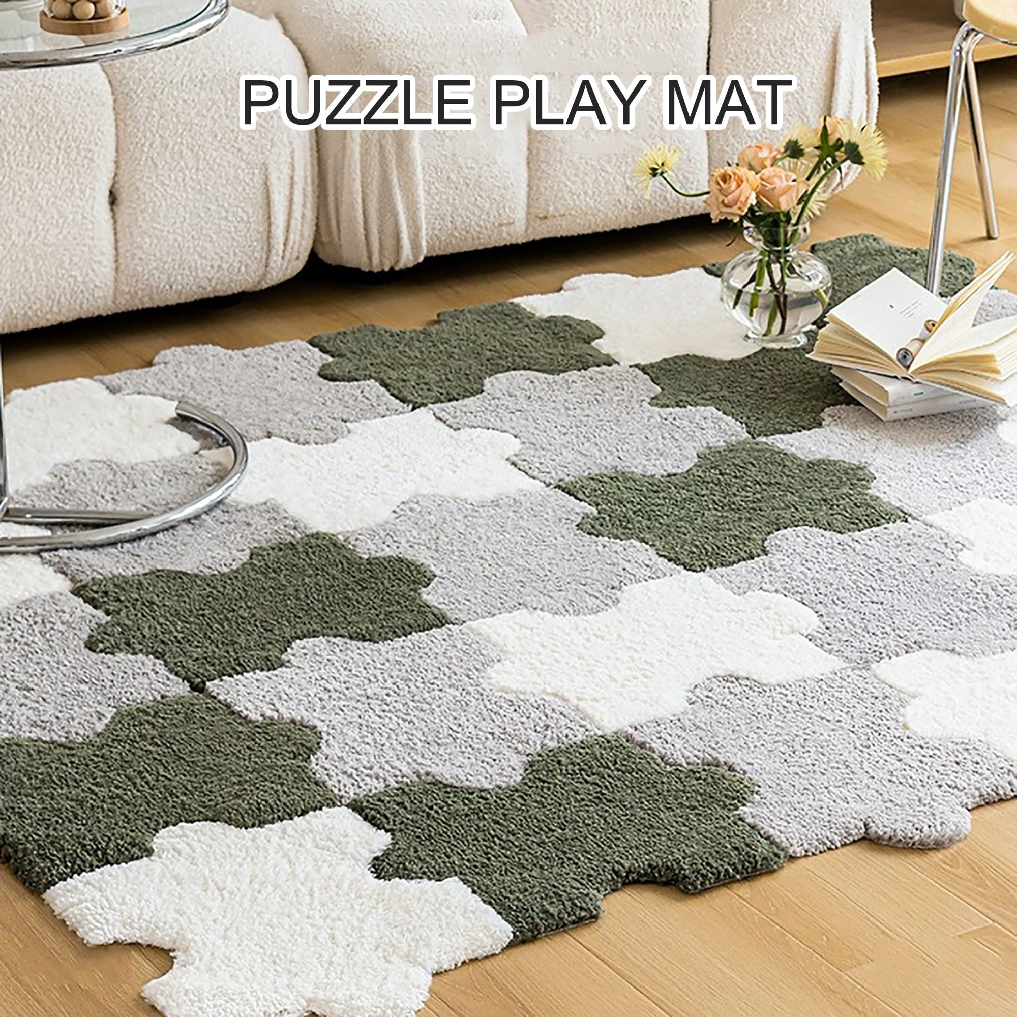 Funnyfuzzy Unregelmäßiger ineinandergreifender Teppich, Hundedecke, weicher Haustierbettbezug, ineinandergreifende Puzzle-Spielmatte, DIY, flauschige Teppichfliesen, rutschfest und waschbar ( Color :