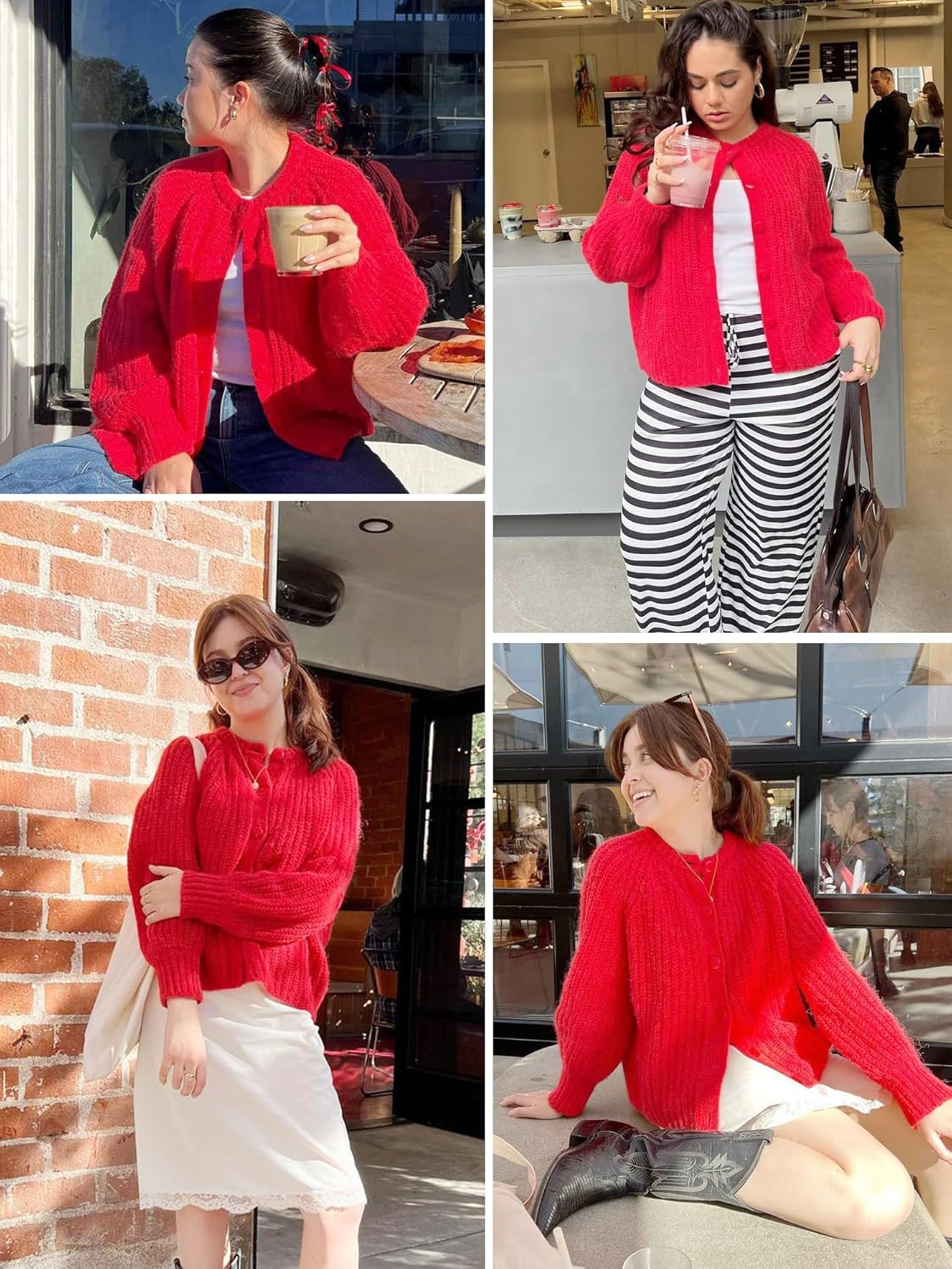 YKR Womens Fall Cardigan Sweater Long Sleeve Chunky Knit Open Front Button Loose Casual Cardigan Coat - Image 5