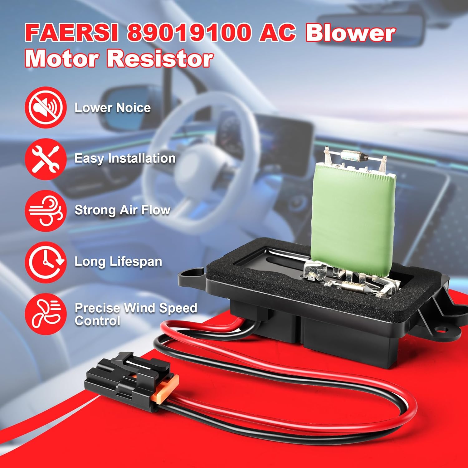 FAERSI 89019100 HVAC Fan Blower Motor Resistor Kit with Harness Replacement for 2002-2009 Chevy Trailblazer GMC Envoy, 2004-2007 Buick Rainier, 2002-2006 GMC Envoy XL, 2003-2008 Isuzu Ascender