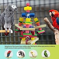 Vista 3 de Juguetes para loros grises africanos, cacatúas, guacamayos pequeños, loros amazónicos pequeños y medianos, pájaros de madera natural, juguetes