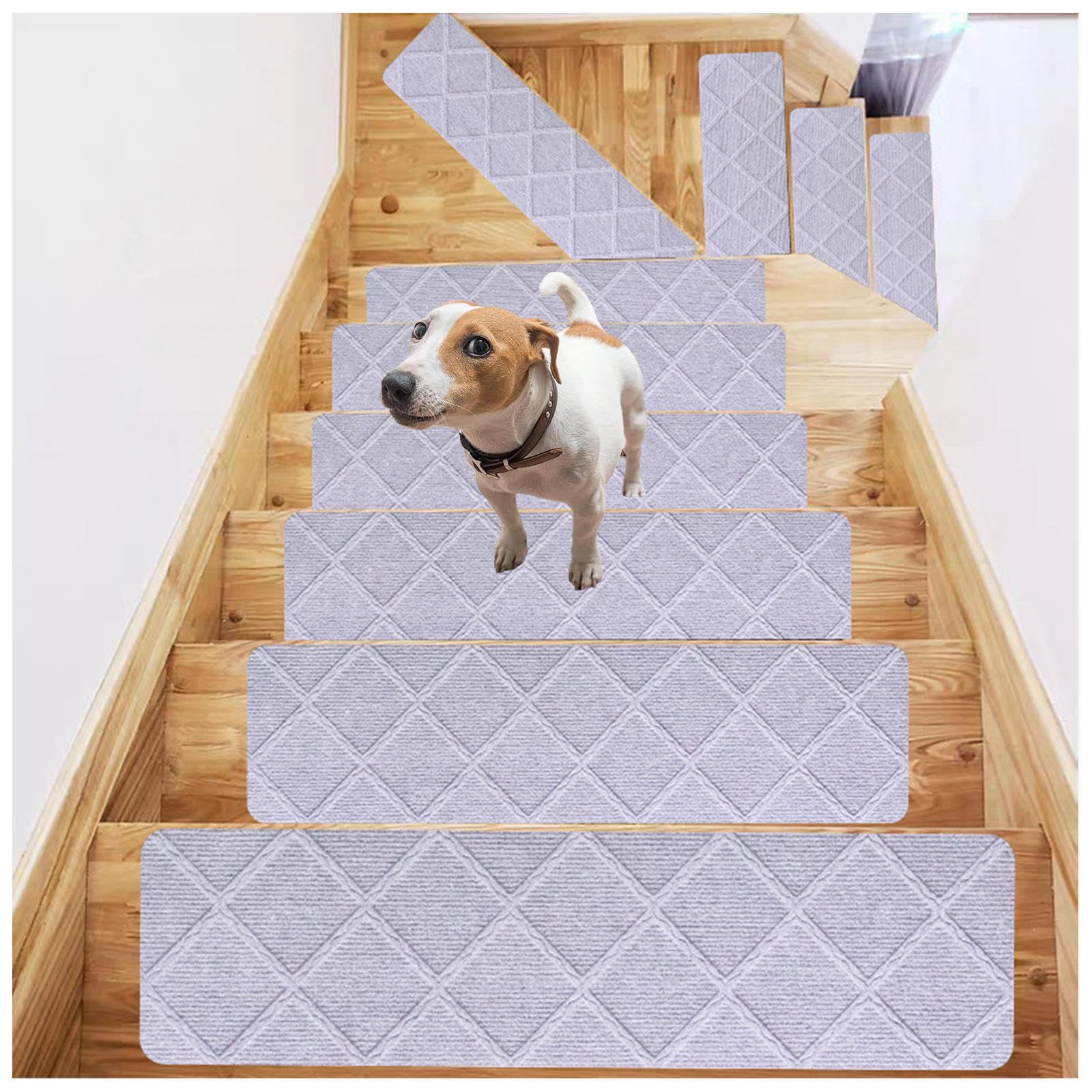 Tapis Escalier Antidérapant, Moquette Rouleau Lavable Tapis Escalier 76 × 20,3 cm pour Intérieur Bois Escaliers,D-15Pcs
