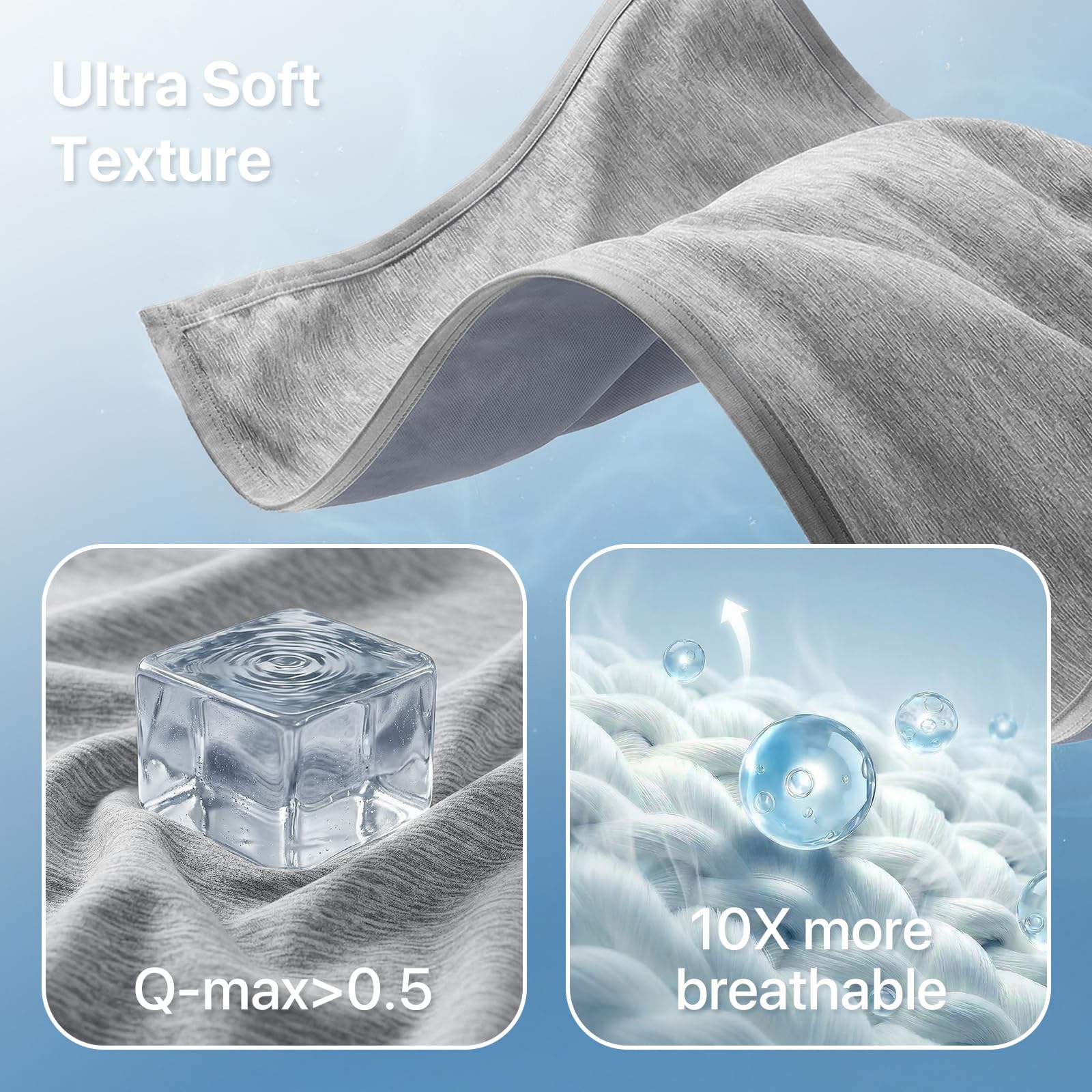 IKALIFE Manta Refrescante para Personas - Manta Fria Verano para Sofa Cama Q-MAX>0.5 Cooling Blanket Enfriamiento Mantas Fresca Verano Sabana Refrescante Refrigerante Gris 130x180 cm