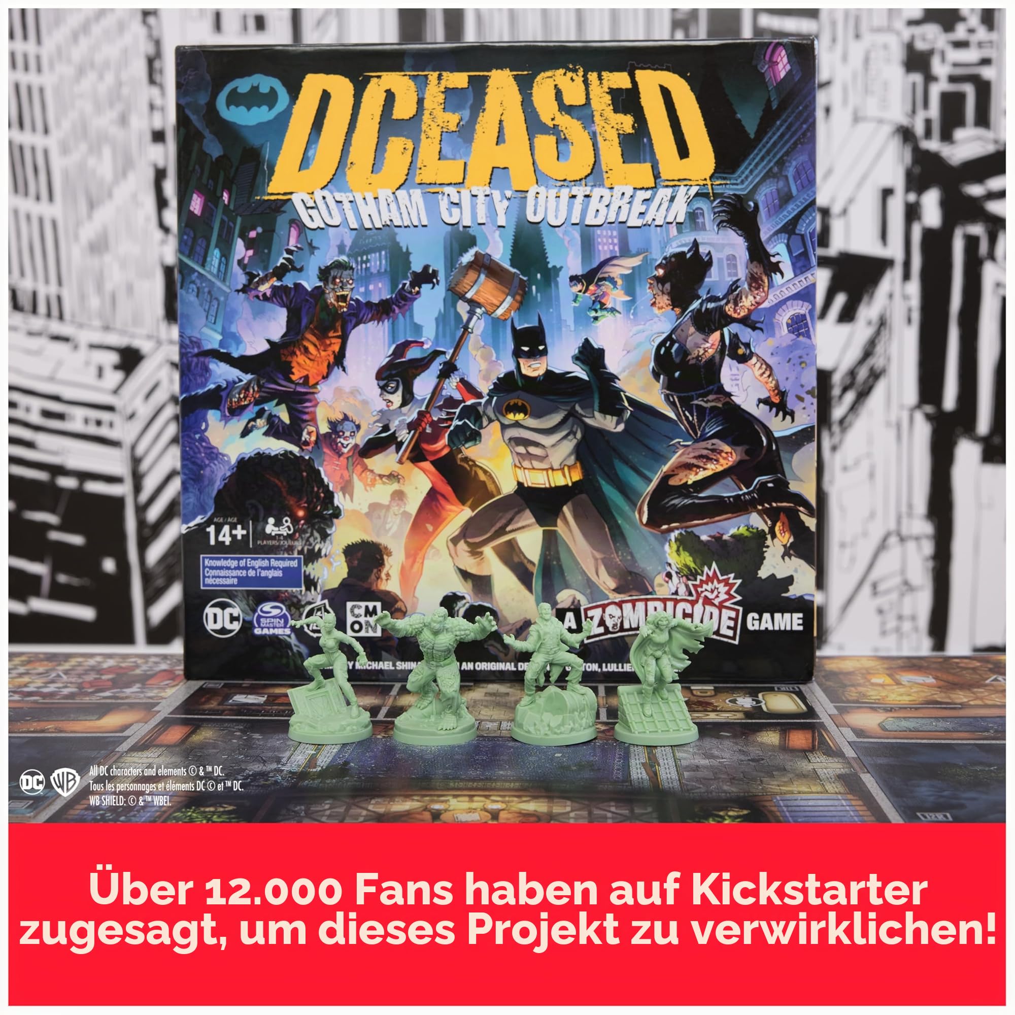 DCeased: Gotham City Outbreak EIN Zombicide Spiel für Familienspielabend, DC Comics Minis, Erwachsenenspiel, Strategie-Brettspiel, für Erwachsene und Jugendliche ab 14 Jahren