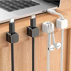 Clipes magnéticos para gerenciamento de cabos, organizador de mesa e parede para cabos de carregamento e dados, suporte de cabo magnético para armazenamento organizado de cabos, conjunto de 6