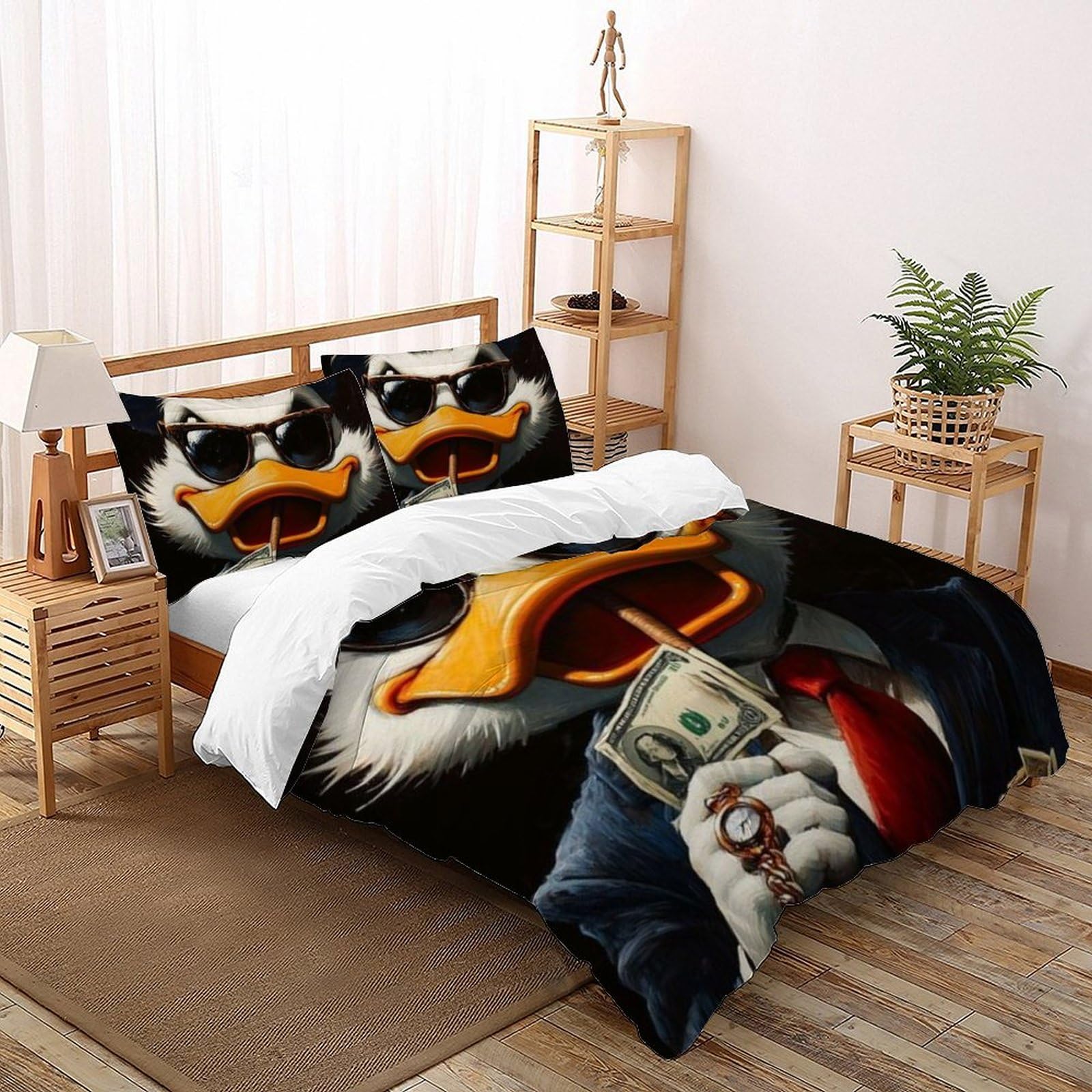 Housse de couette super king canard anti-plis grand lit de garçon 3D
