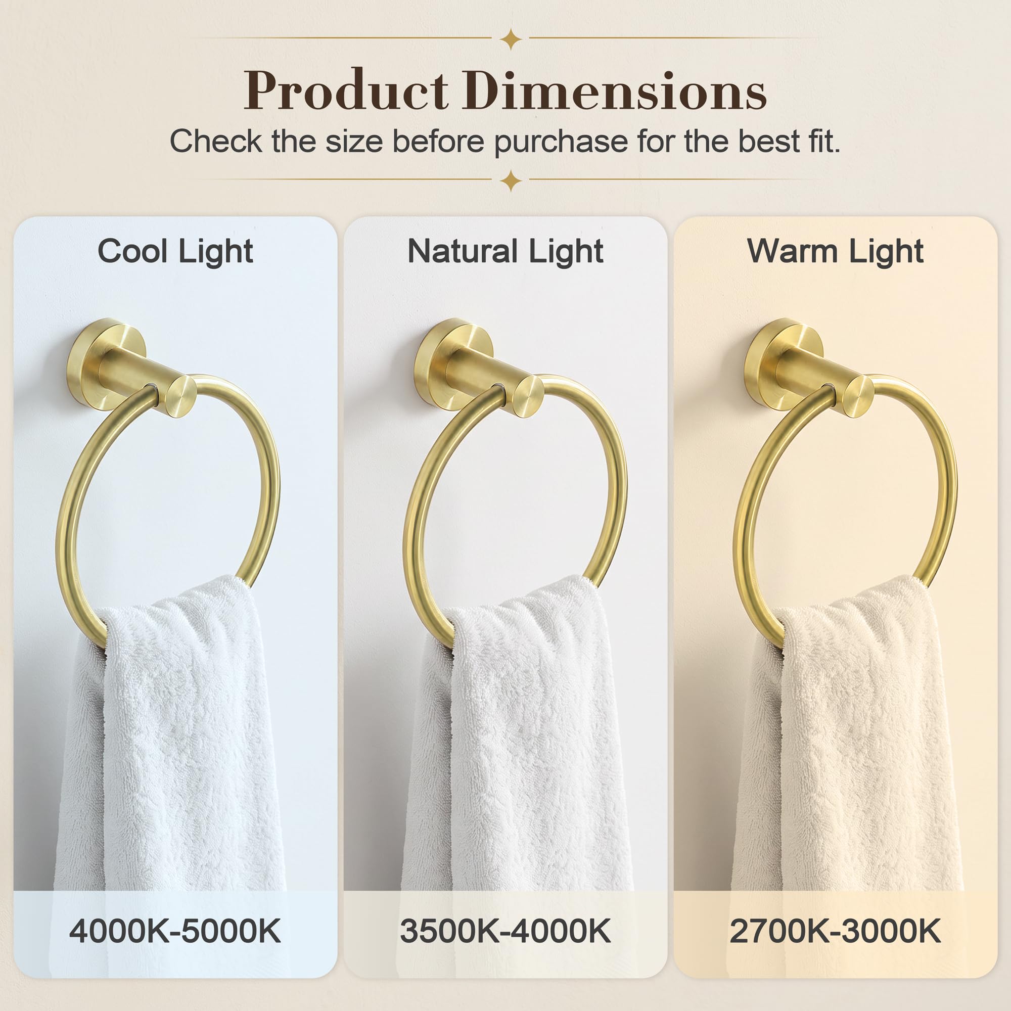 Toilet Paper Holder Towel Ring Brushed Gold Bathroom Hardware Hand Towel Holder Bathroom Accessories Set Wall Mount Stainless Steel 2 Pieces — Amazon image 8