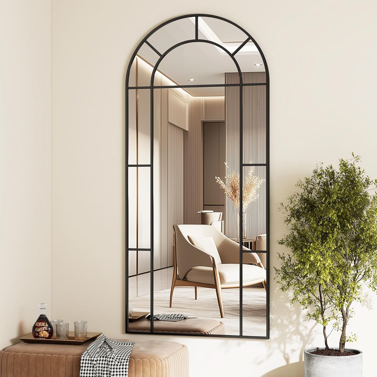 bathroom mirror, 24x55 arched wall mirrors, black wall-mounted mirrors, bathroom vanity mirror for over sink, bathroom, living room, bedroom, entryway black 55"l x 24"w