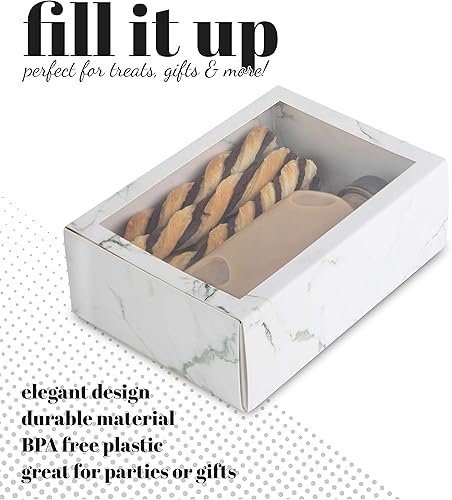 Miniatura 6 de Hammont Cajas de regalo transparentes con ventana – Paquete de 6 cajas de panadería rectangulares con funda de PVC transparente | Cajas de regalo