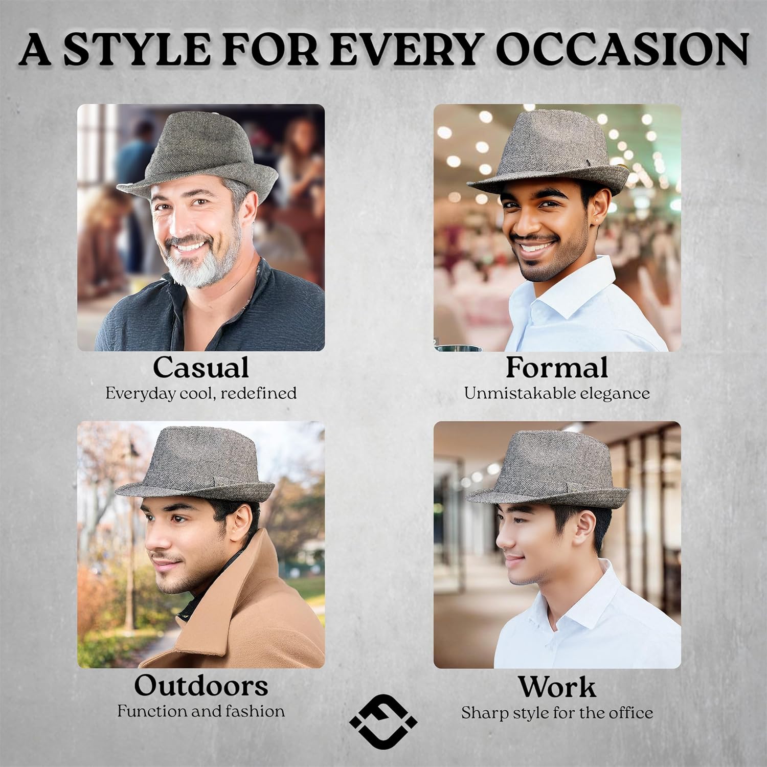 Funky Junque Fedora Hats for Men – Classic Wool Blend Trilby Dress Hat, Short Brim Men’s Fedoras for Formal & Casual Wear