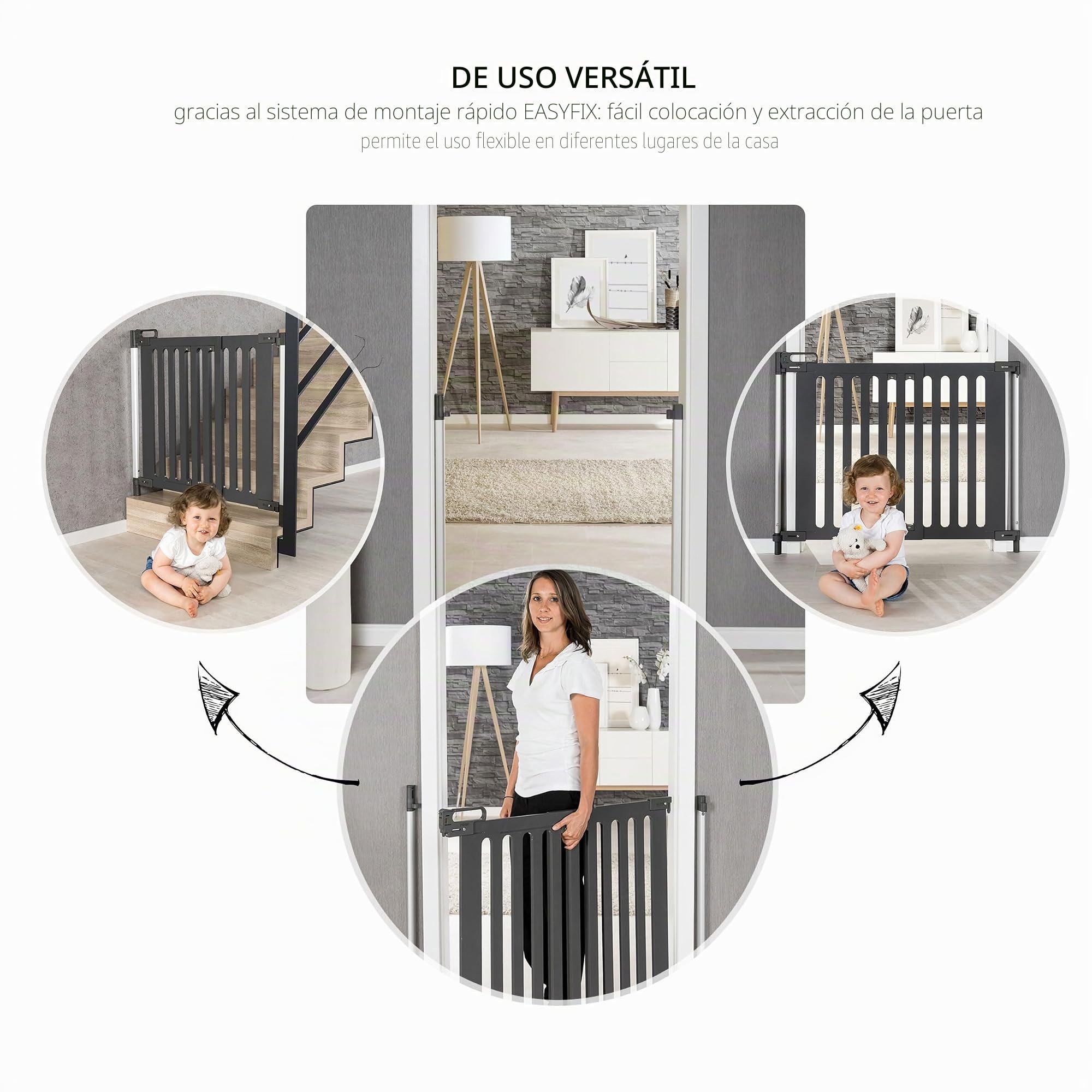 Reer Rejilla Para Puerta Y Escaleras Trend Para Atornillar, Diseño Moderno, Madera, Agarre Estable, Ancho De Paso 76-106 Cm, Antracita