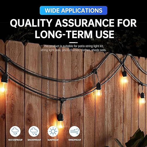 Miniatura 7 de Kit de cadena de luces para colgar 165 pies, kit de cable de acero inoxidable 304, capacidad de 480 libras, tensores ajustables y accesorios