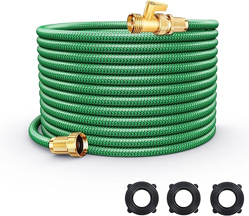 Manguera de jardín no expandible de 100 pies, manguera de agua flexible resistente a la intemperie con conector sólido a prueba de fugas de 34