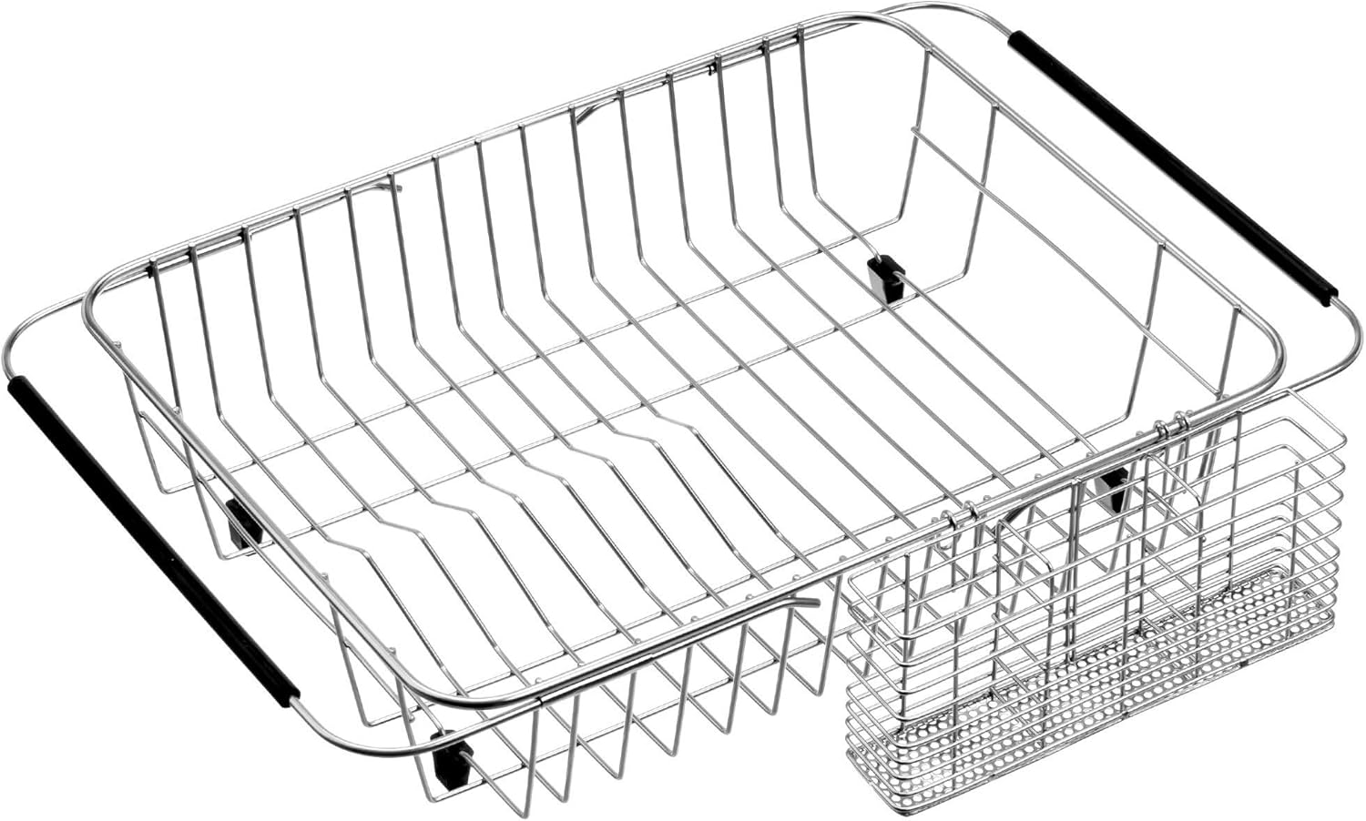 Slideep Expandable Dish Drying Rack, Stainless Steel Over The Sink Dish Rack, in Sink or On Counter Dish Drainer with Stainless Steel Removable Utensil Holder