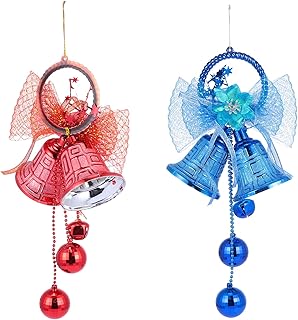 SOIMISS 2pcs Christmas Bell Pendant Christmas Bow Ornaments Jingle Bell Door Greeter New Year Party Favors Door Handle Decoration Xmas Bell Ornament Plastic Christmas Tree Decorative Items