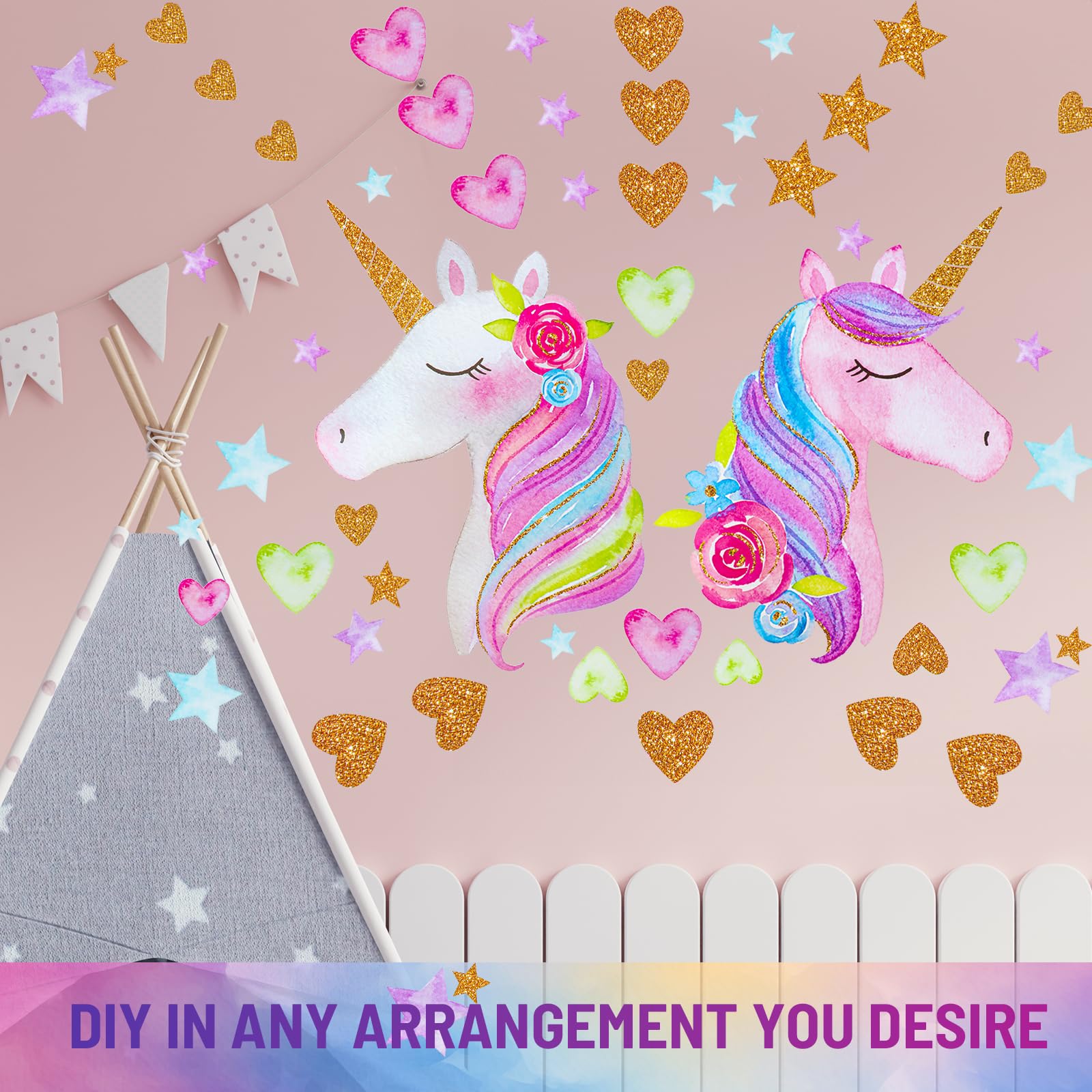 Adesivi Murali Sacinora Con Bambina E Unicorno – Decalcomanie In Vinile Rimovibili Per Cameretta, 30x60 Cm - 2