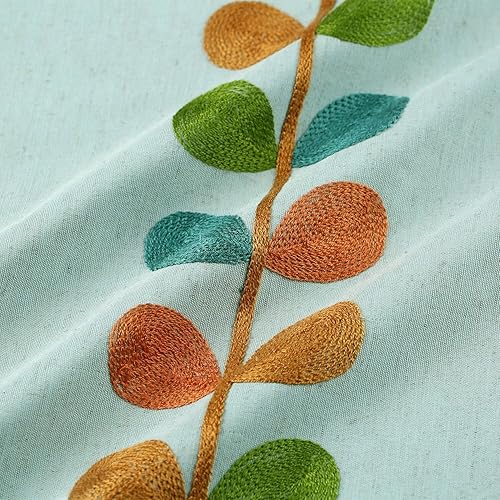 Miniatura 5 de VOGOL Cortinas de ventana de poliéster de 63 pulgadas de largo, 60% hojas opacas bordadas, tratamientos de ventana para dormitorio, ojales