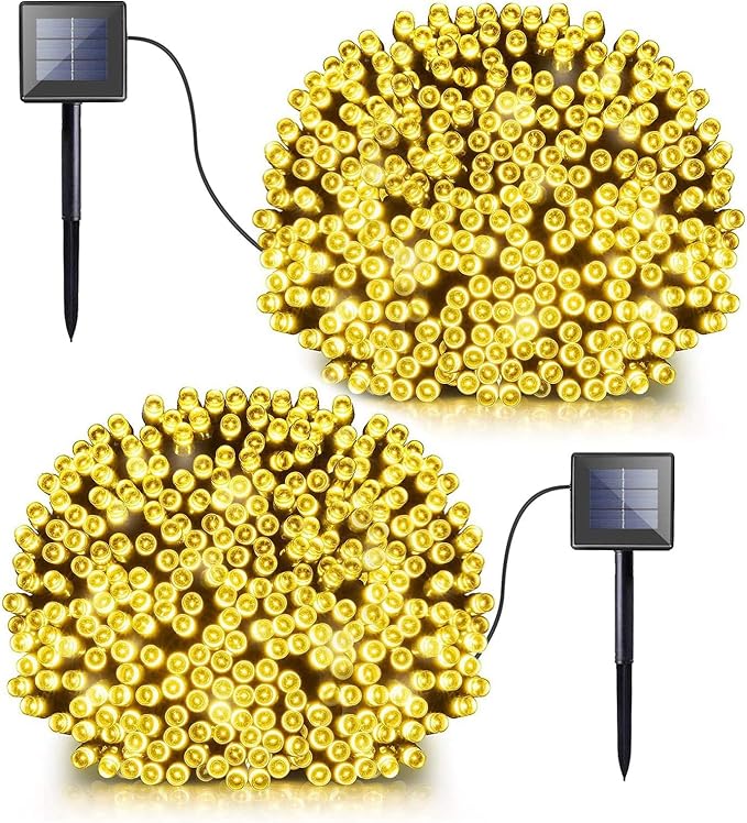 Solar Fairy String Lights, 2 Pack 72ft 200 LED Bright Solar Decorative Romantic Powered Starry