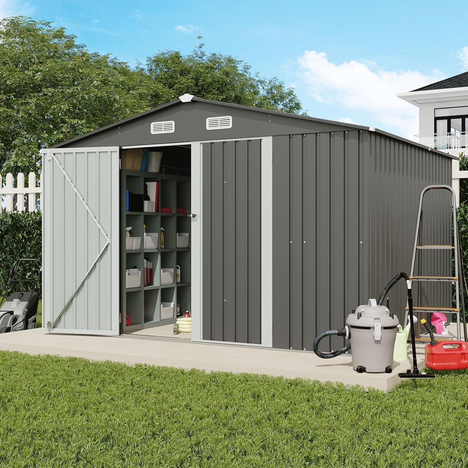 Verano Garden 10x8 FT Galvanized Steel Storage Shed Review: Durable Backyard Tool House for Lawn & Patio