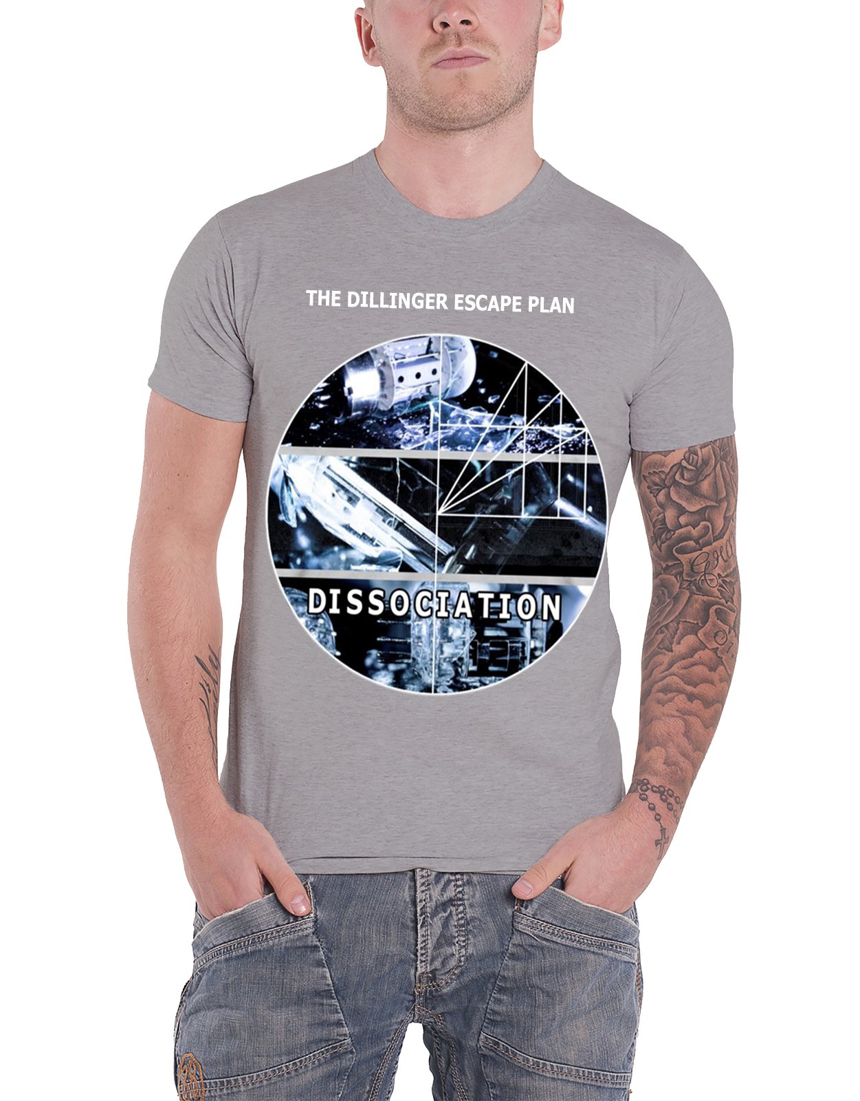 Dillinger Escape Plan T Shirt Dissociation Circle logo new Official Mens Grey