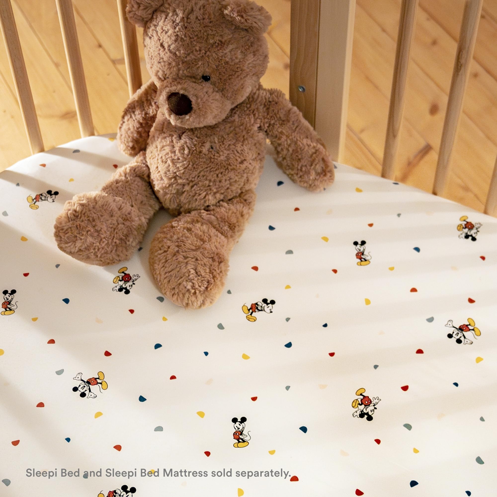 Lenzuolo sotto Stokke Sleepi, Mickey Celebration - Morbide lenzuola per sogni dolcissimi - Creato per Stokke Sleepi Mini & Crib/Bed 100% morbido cotone Percalle - Lavabile in lavatrice