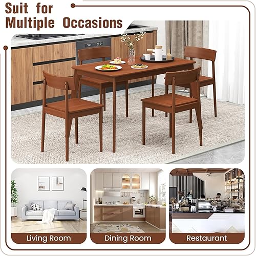 Miniatura 7 de Juego de mesa de comedor para 4, mesa de comedor y sillas con patas de madera de goma, Juego de Comedor 4 Sillas y Mesa, muebles de cocina y comedor