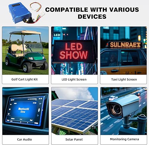 Miniatura 7 de Roykaw Regulador reductor de voltaje para carrito de golf, convertidor de 36 o 48 V a 12 V CC, 30 A/350 vatios, universal compatible con EZGO, Club