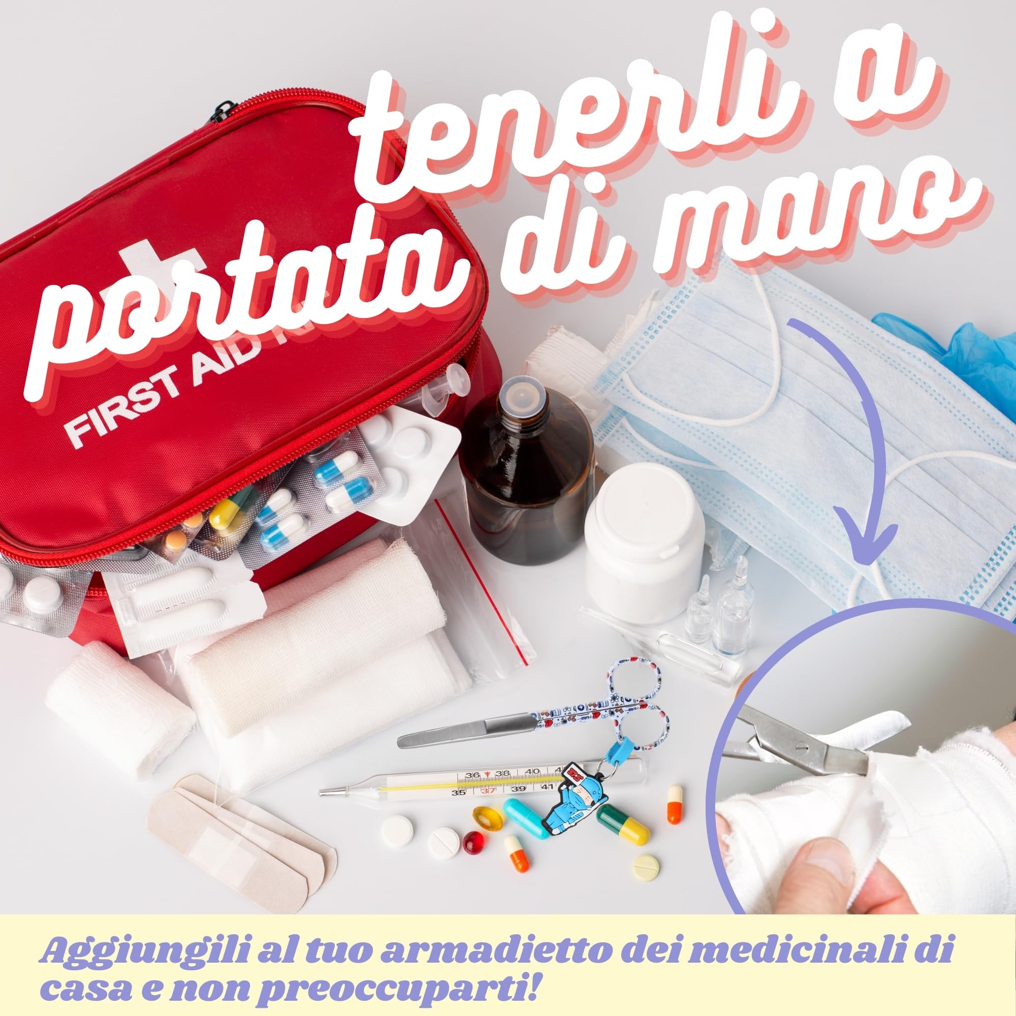Ph Pro Heat Forbici Infermiere - Forbice Infermiere Professionale Dritte per Bendaggio - Accessori Infermieristica.