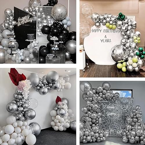 Miniatura 7 de FOTIOMRG 120 globos plateados metálicos de 5 pulgadas, pequeños globos de látex plateado cromado para fiesta, calidad de helio, para cumpleaños,