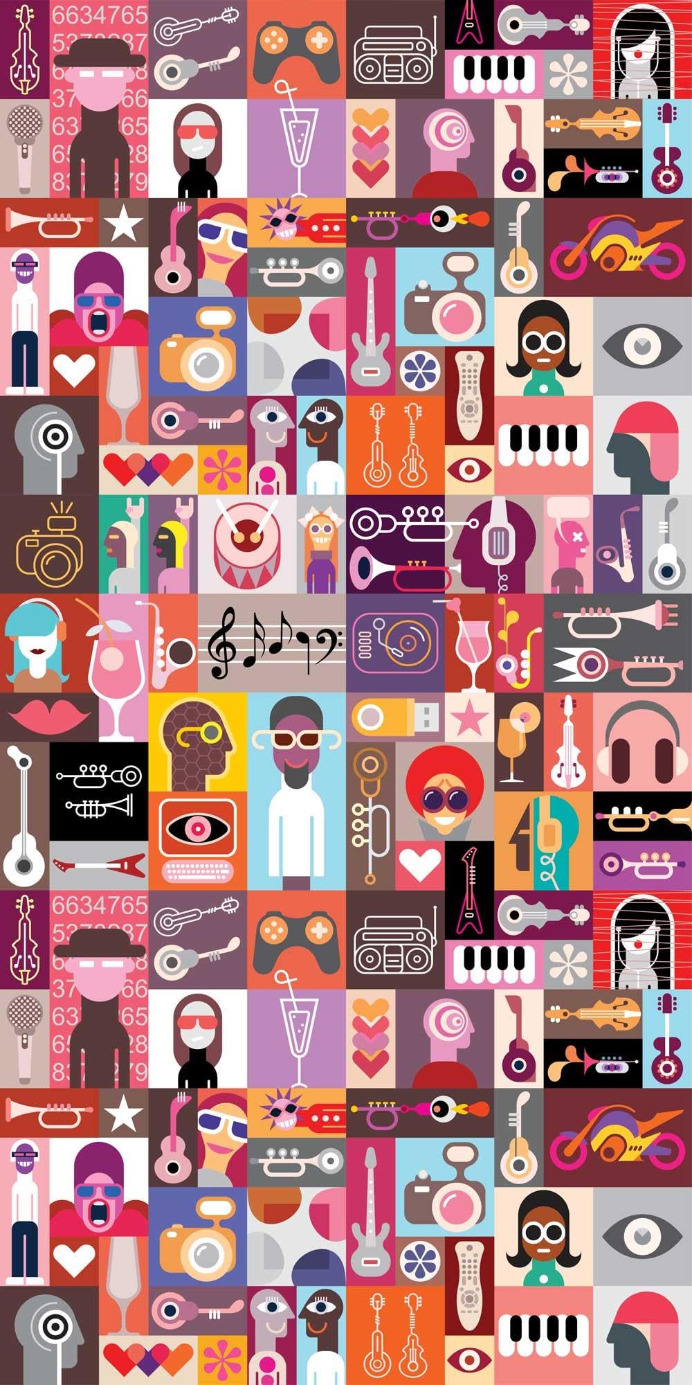 Kapı Giydirme Kapı Sticker Folyosu Pop Art Music Collage