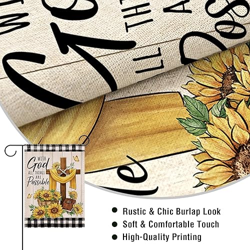 Miniatura 3 de Artofy Fall for Jesus Cross - Bandera decorativa de calabaza religiosa para el hogar patio césped girasol decoración exterior a cuadros de búfalo