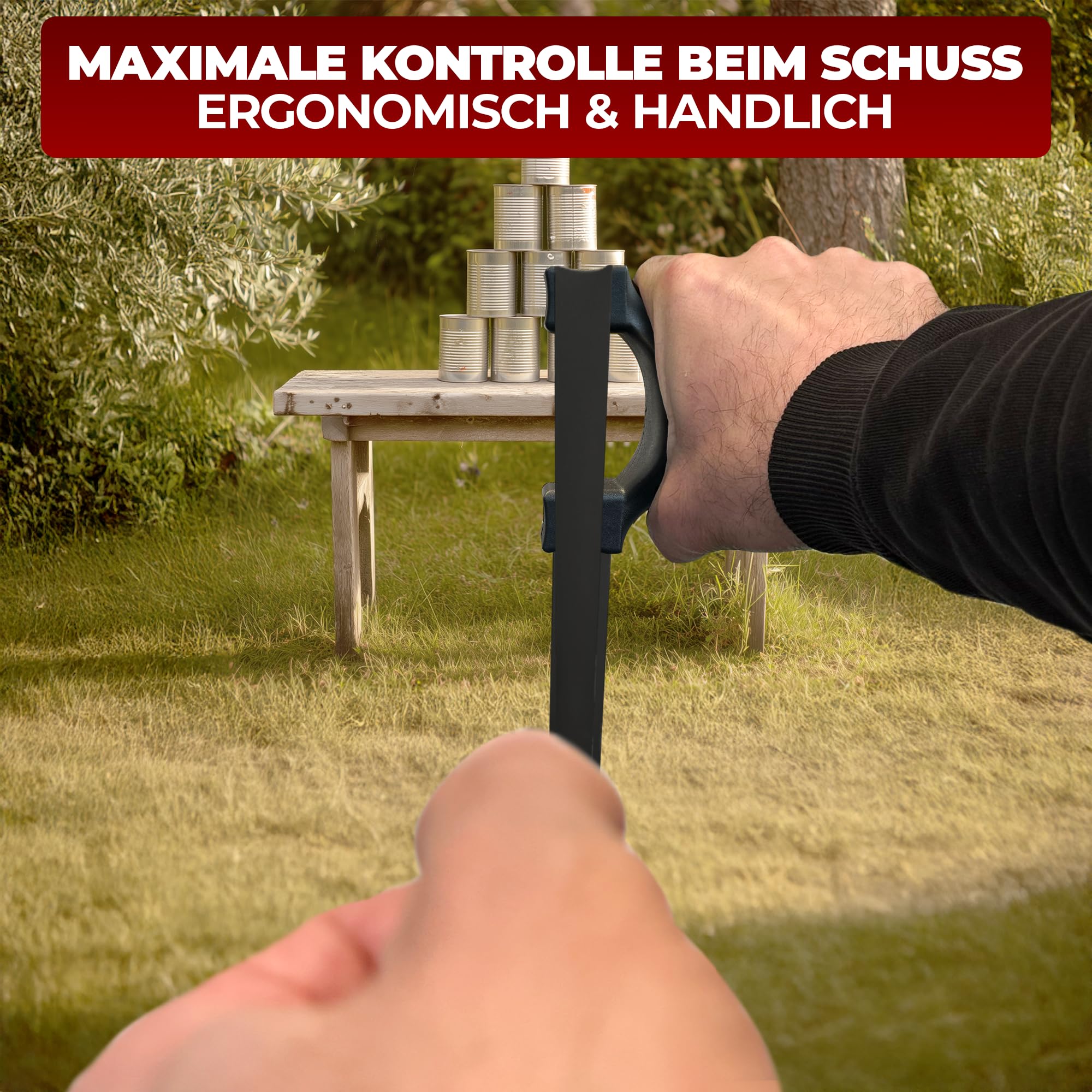 HITX Steinschleuder Profi Set [Delta] | Ergonomische Zwille für Erwachsene mit 300 Tonkugeln & 2 Gummibändern | Slingshot Schleuder zum sofort loslegen inklusive praktischer Aufbewahrungstasche
