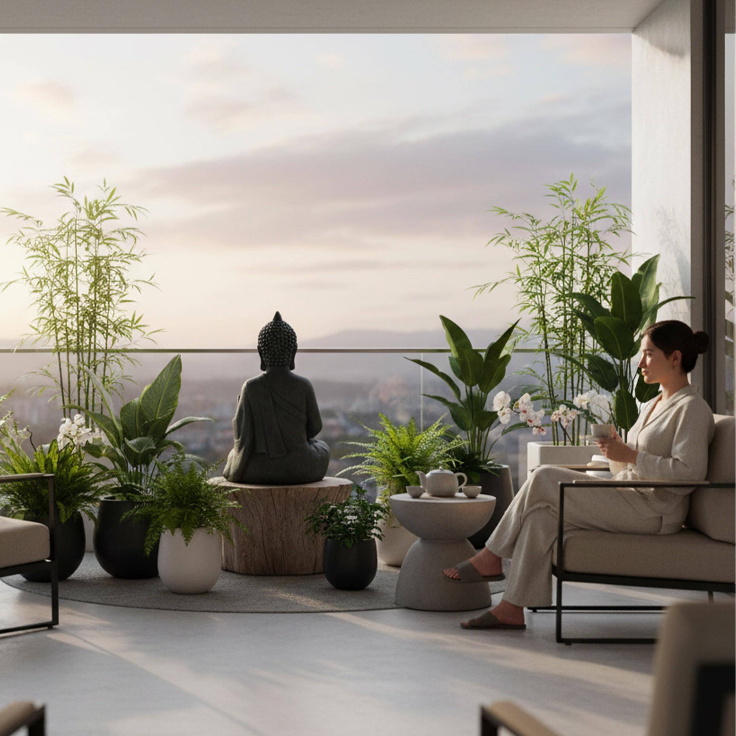 Relaxdays Statue Bouddha Assis, 52 cm, polyrésine, résistante intempéries et Gel, déco Jardin Salon Vintage, Anthracite