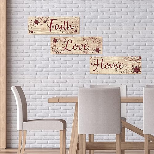 Miniatura 5 de 3 letreros de madera con texto en inglés Faith Love Hope para decoración de pared de madera rústica de 12 x 4 pulgadas, decoración de pared de