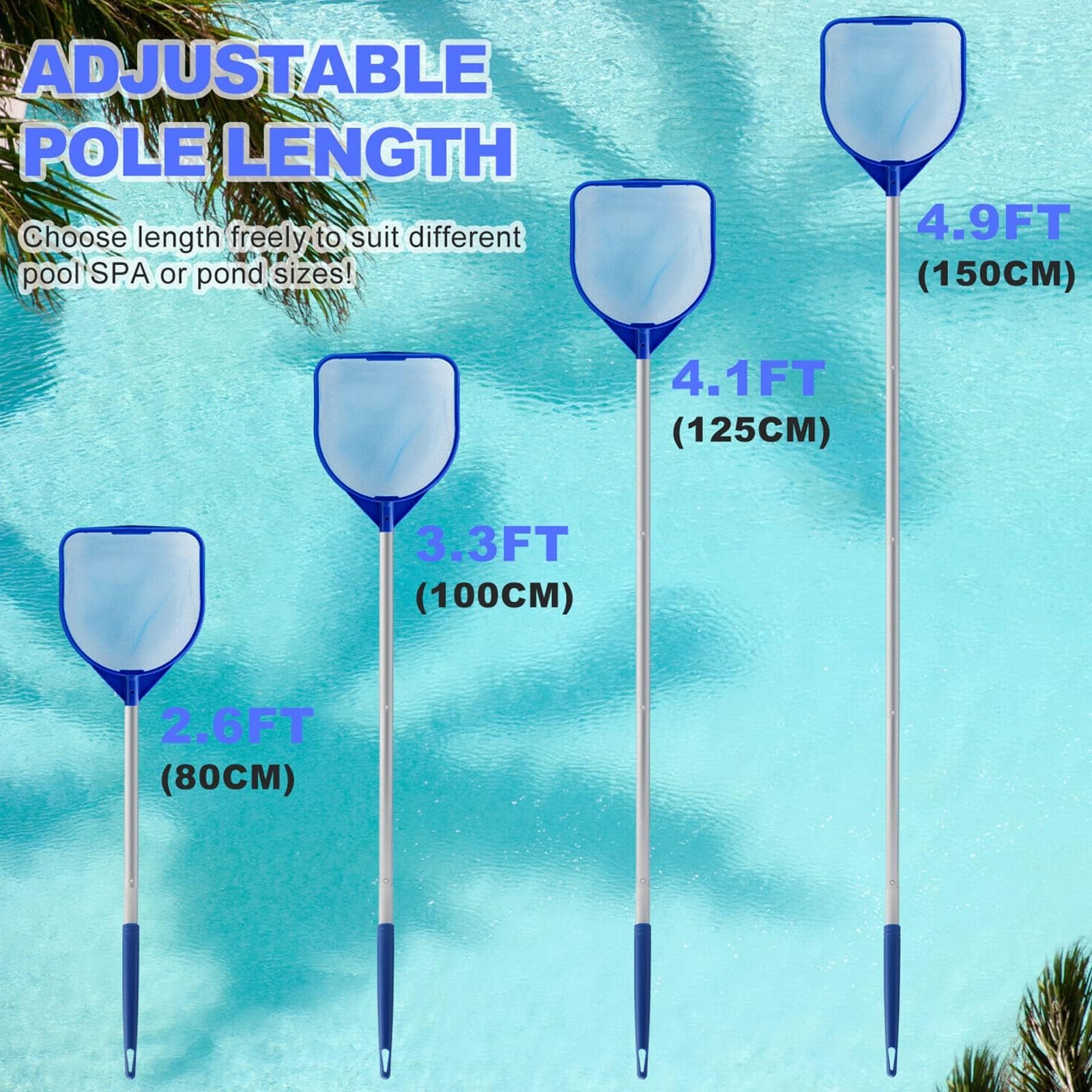 Rastrillo Recogedor De Hojas Para Piscinas, Red De Malla Fina Para Limpieza De Estanques De Spa Con Poste Telescópico, Red De Limpieza De Piscinas, Recogedor De Hojas Para Piscinas Con Aspiradora