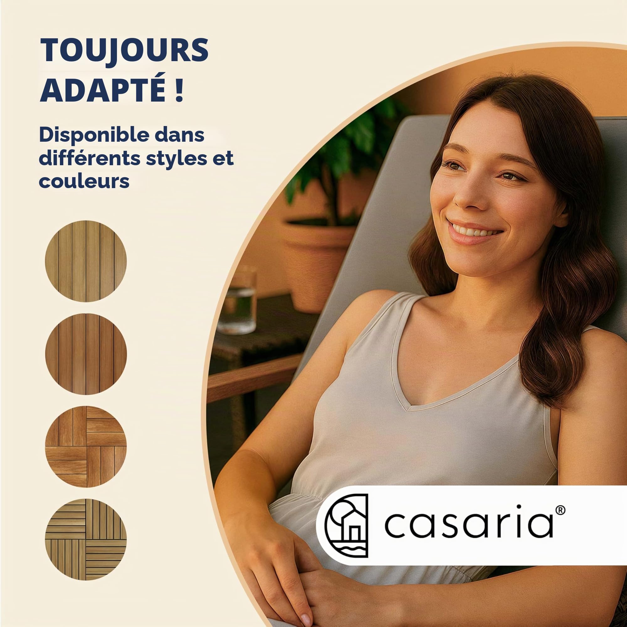 CASARIA® 66x Dalles bois clipsables 30x30cm bois d'acacia | certifié FSC®, bois d'acacia pré-huilé, dalles 30x30cm, fixation par clips, système de drainage, résistant aux intempéries