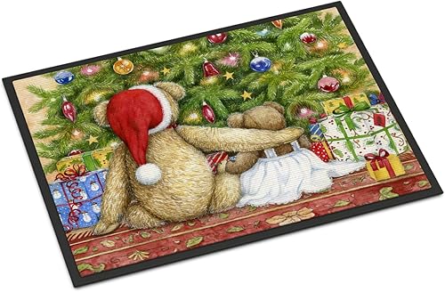 Caroline's Treasures CDCO0415MAT - Tapete de peluche de Navidad con tapete de árbol de 18 x 27 pulgadas, tapete para puerta delantera, interior y disponible en Yaxa Mexico