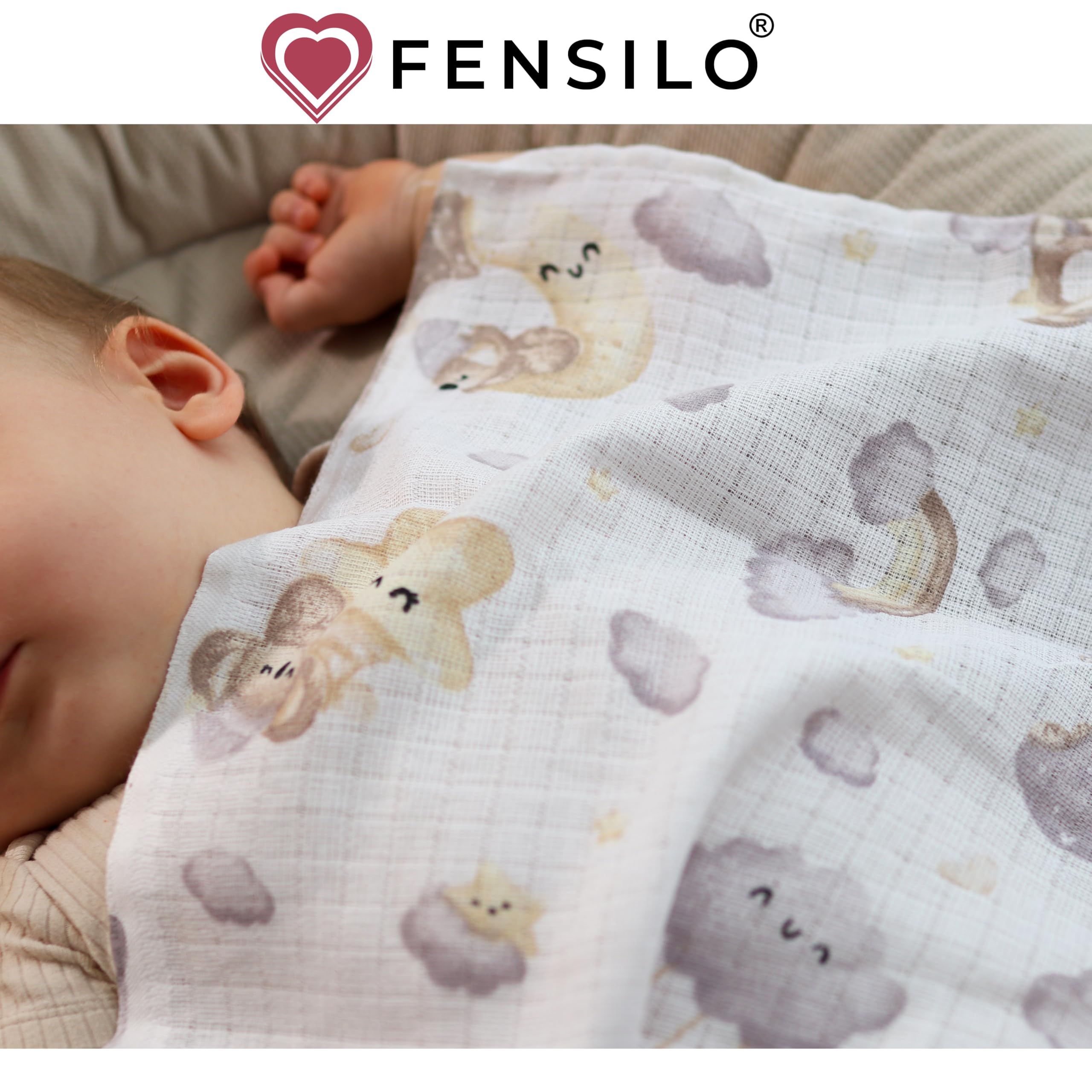 FENSILO Pañales de muselina para bebés y niñas, 6 unidades, 70 x 80 cm, para bebés y recién nacidos, paños de muselina para niños y niñas, paños para eructos de algodón, 1008