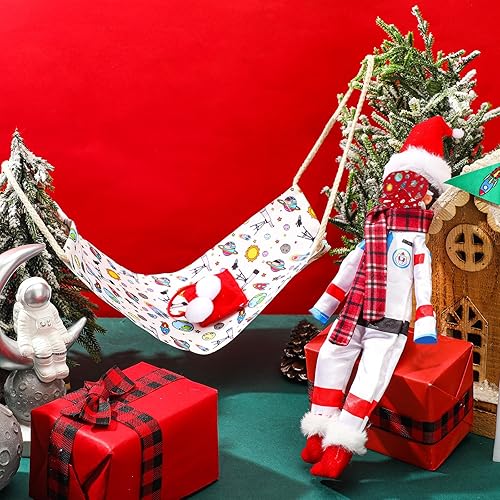 Miniatura 26 de Kacctyen 12 piezas de accesorios de Navidad incluyen muñeca de Navidad, saco de dormir, suéter, delantal, sombrero de chef, bufanda, orejeras