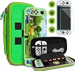 TIKOdirect Trousse d'accessoires pour boîtier de transport pour commutateur 2, Case de voyage portable avec couverture de protection, protecteurs d'écran, 4 Bouchons de poignée et stickers mignons, Noir