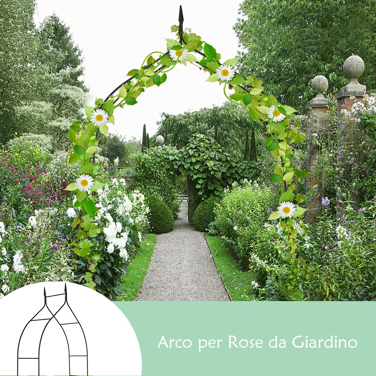 RELAX4LIFE Arco per Rampicanti in Metallo, Traliccio per Rampicanti, Struttura Robusta, Supporto per Rose e Viti, Arco da Giardino per Matrimoni Feste e Ingresso Cortile (Nero, 140x38x255cm)