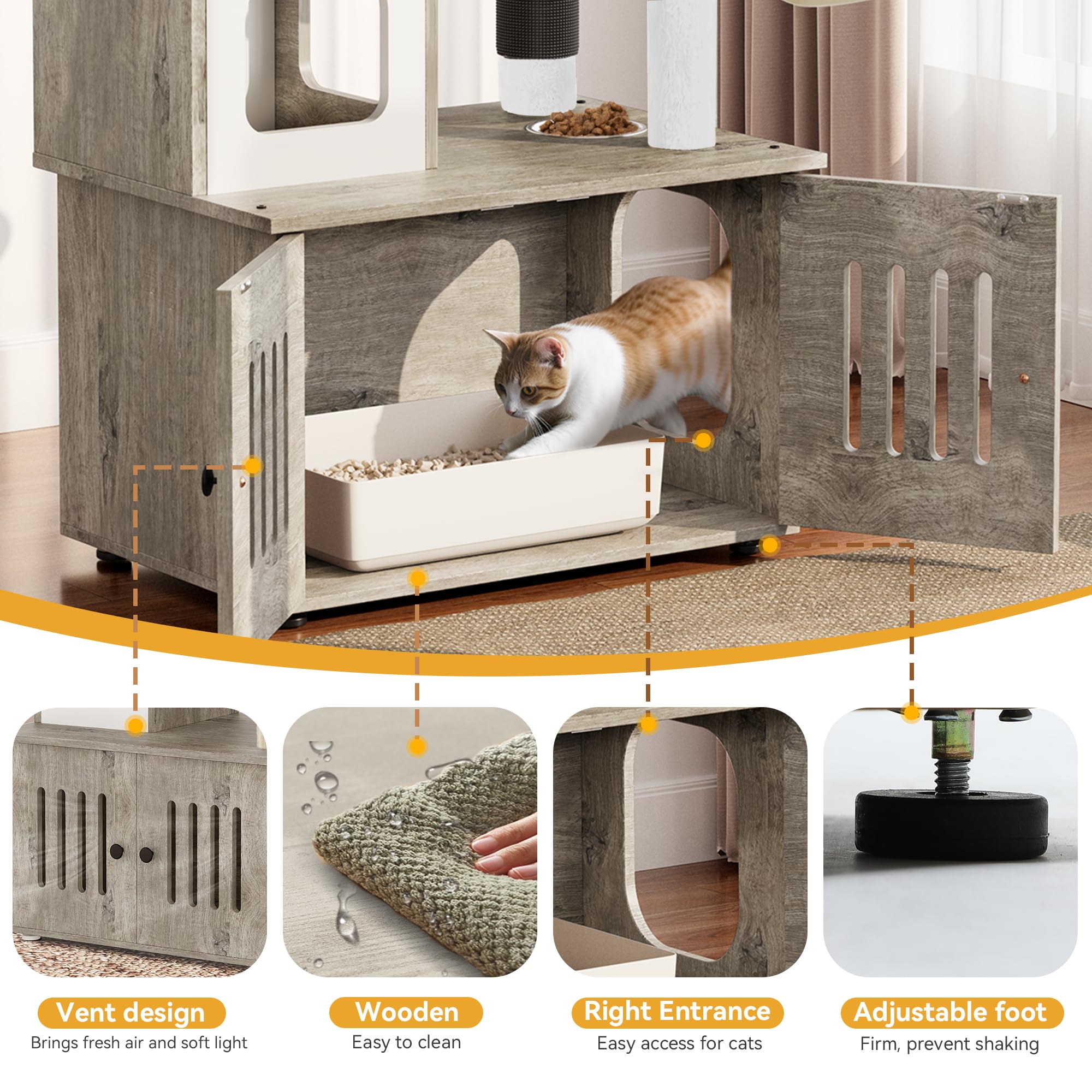 Amazon.com: YITAHOME Cat Tree with Litter Box Enclosure, 2