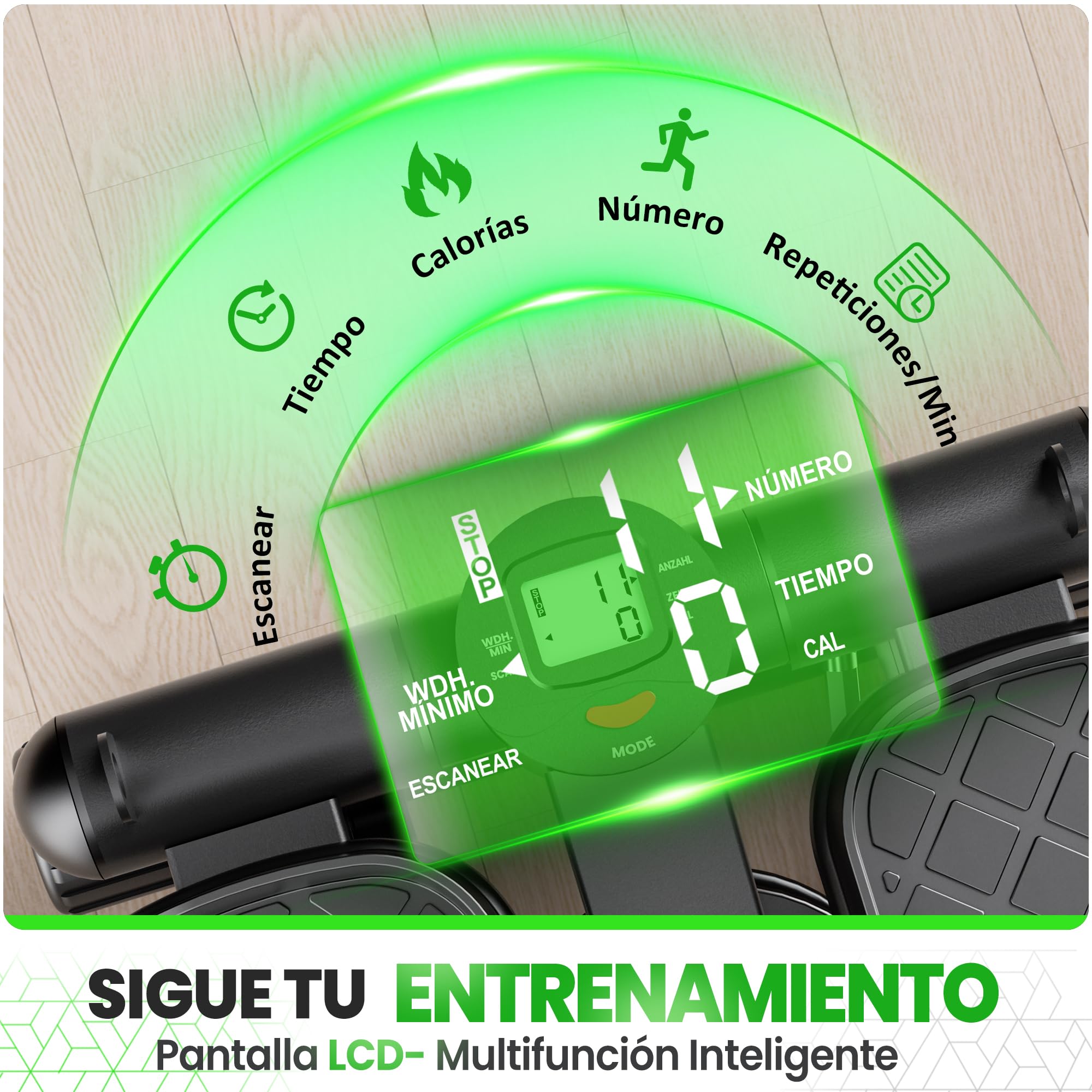 Ultrasport Mini Stepper Fitness en Casa 2 en 1 para Cardio con Monitor LCD, Bandas de Resistencia y Pedales Antideslizantes