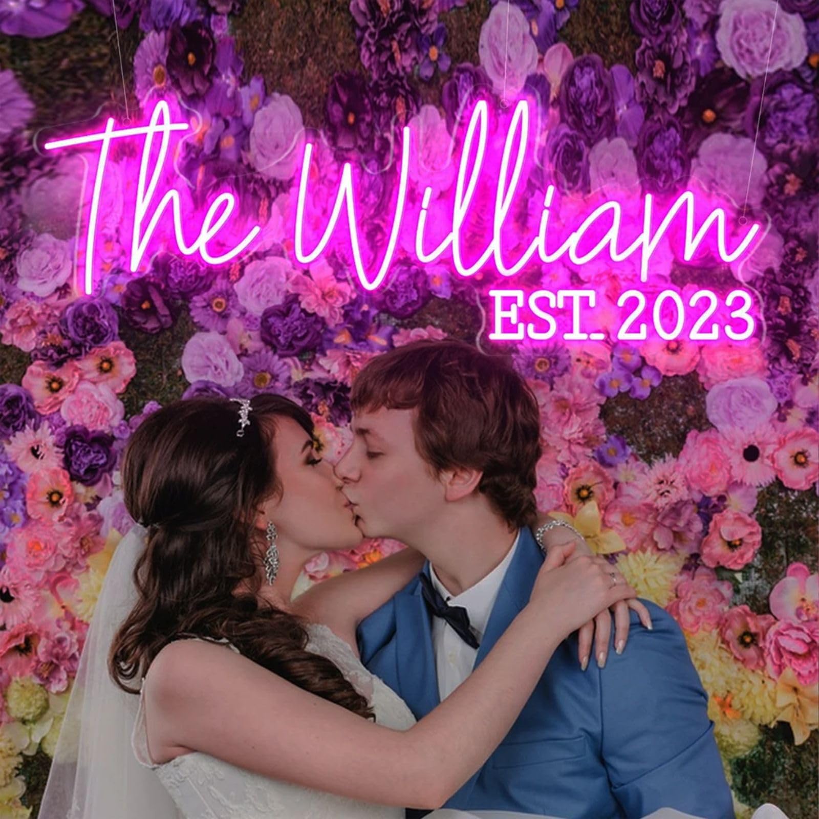 Insegne al neon personalizzate, cartello luminoso a LED personalizzato, nome della famiglia personalizzabile con data di stabilimento, luci al neon per matrimoni, casa, anniversari, feste