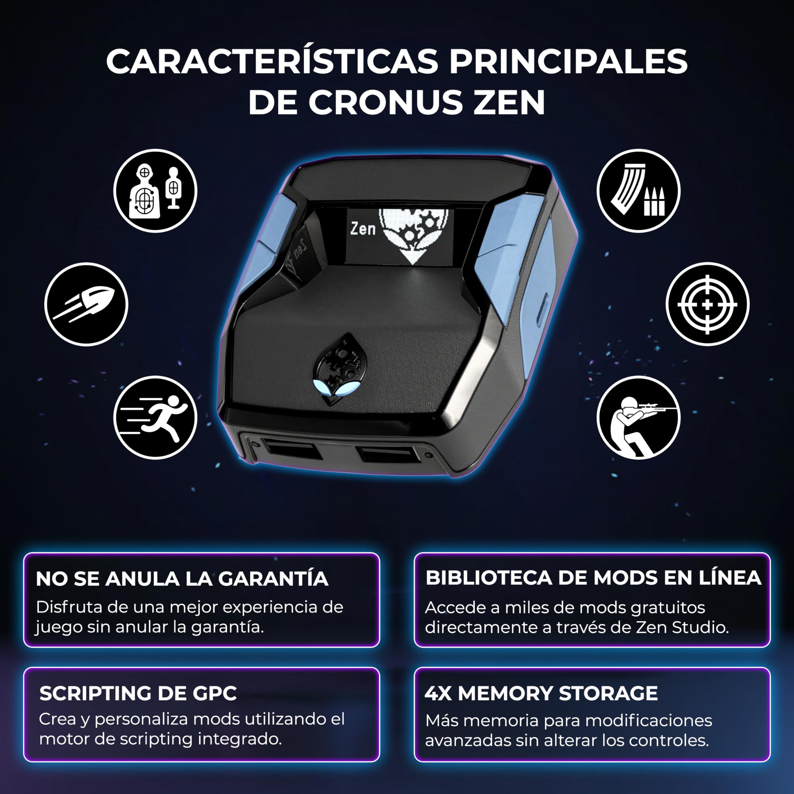 Collective Minds ‘Cronus Zen’ Adaptador de Controlador para PS4, PS5, Xbox One, Xbox Series X|S, Switch y PC | Juego Cross-Platform, Mods, Scripts y Soporte para Teclado/Ratón