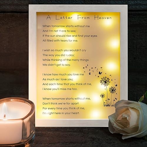 Miniatura 1 de WOODEXPE Caja de sombra conmemorativa LED de 8 x 10 pulgadas, regalo conmemorativo para la pérdida de un ser querido, una carta del cielo